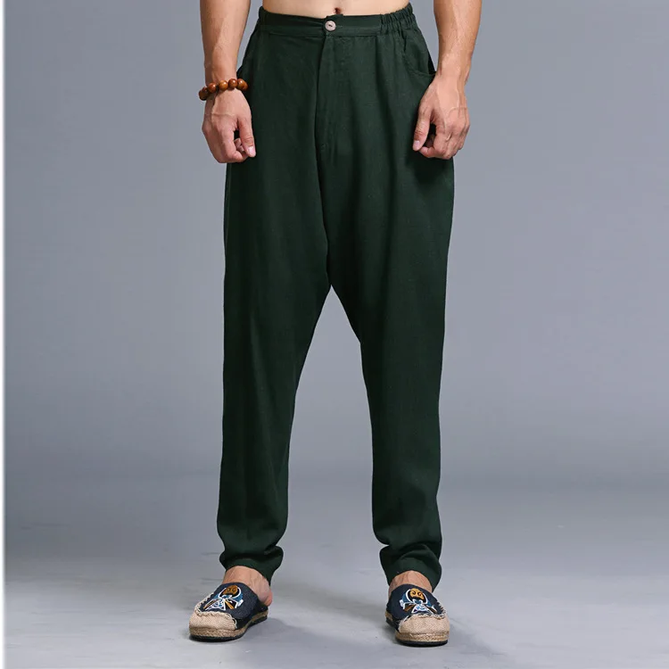 

Men Yoga Tai Chi Pant Cotton Linen Loose Wide Leg Baggy Running Jogger Fitness Gym Workout Casual Pant Sportswear Sweatpant