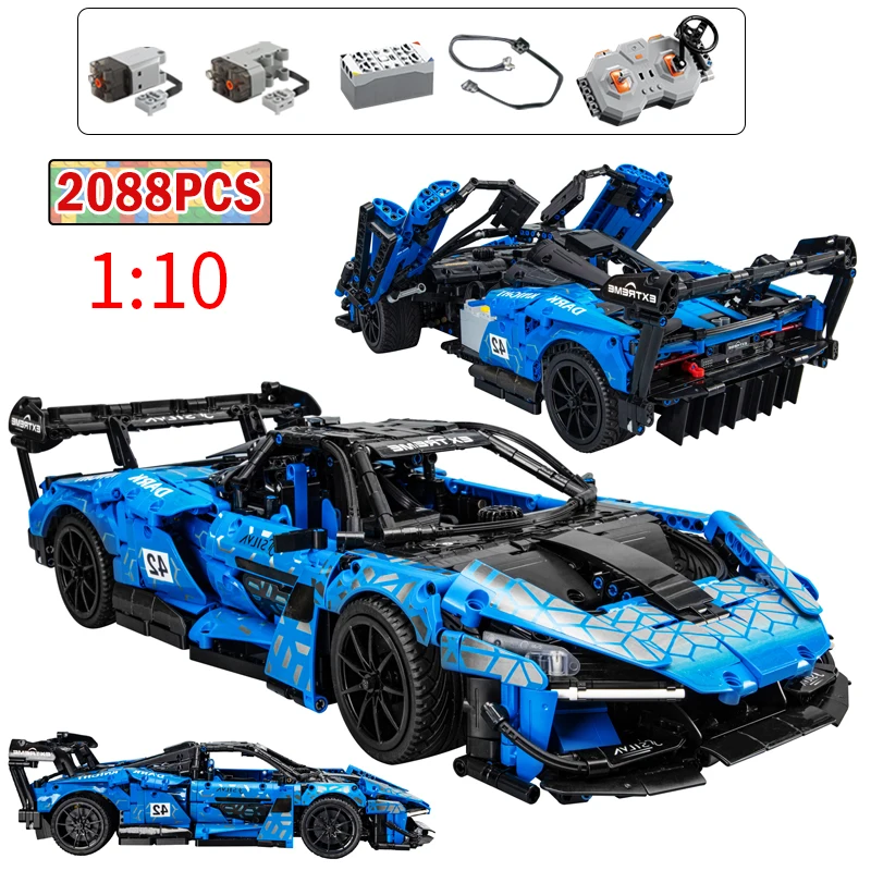 

MOC City Racing Car Remote Control Building Blocks with LED Lights RC Supercar Vehicle Bricks Toys For Children Gifts