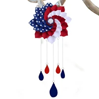summer patriotic front door wreath american flag theme handmade flower shaped wreath stars and stripes wreath windchime for