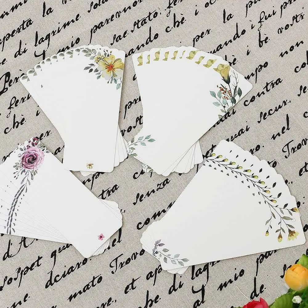 

40 PCs/lot New Diy Message Card Book Holder Flower Pattern Vintage Word Card Gift Tag Bookmark