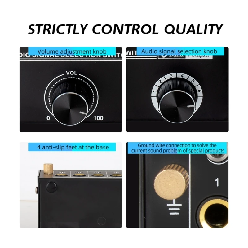 6-позиционный переключатель аудиосистемы металлический корпус аудиоконвертеры