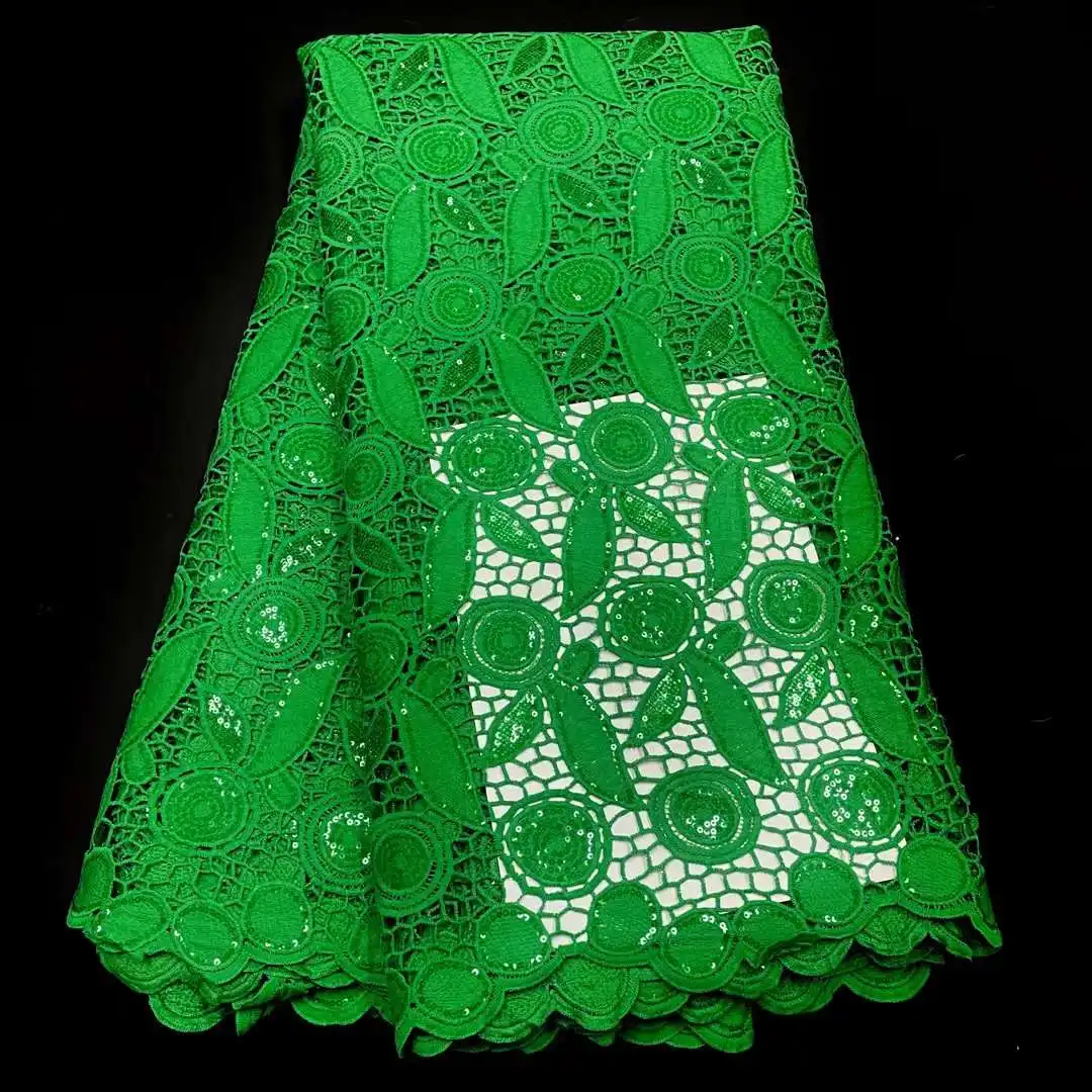

Sequins African French Cord Guipure Lace Fabric 2022 High Quality Lace Material Bridal 5 Yards For Nigerian Wedding Dress Sewing
