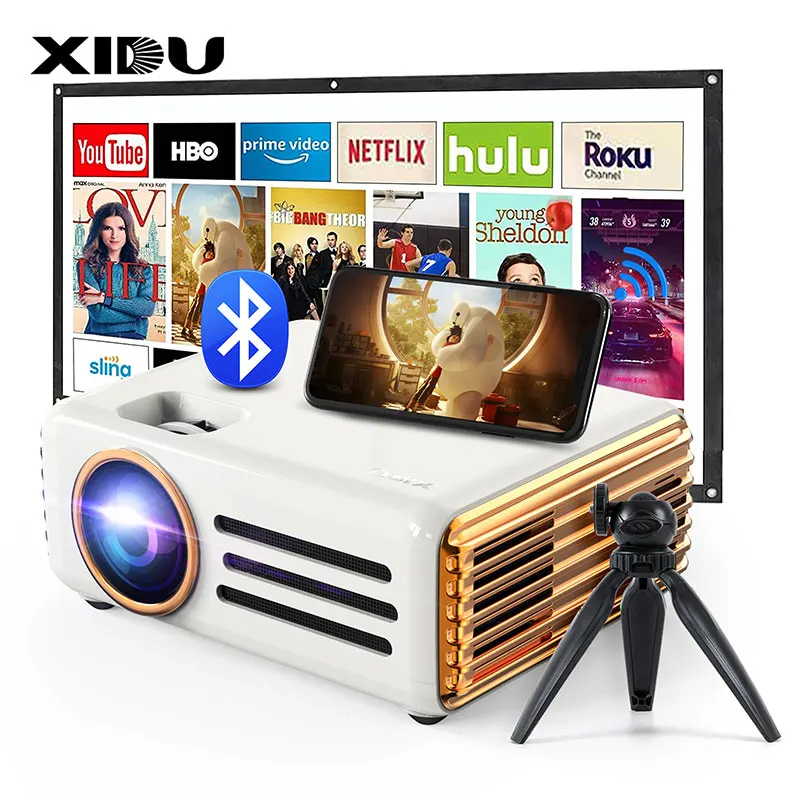 

Мини-проектор XIDU HD, Full HD 1080P, светодиодный ретро-проектор, 8000 Люмен, смартфон Android iOS, Wi-Fi, Bluetooth