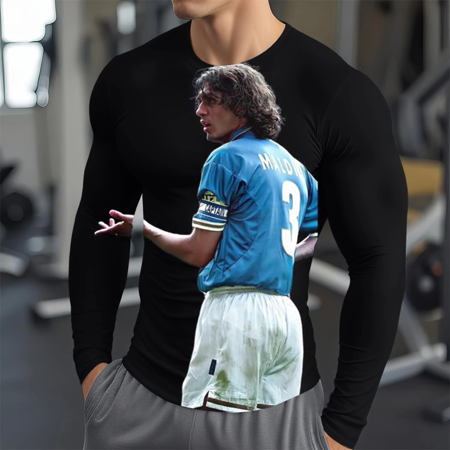 Модная Футболка Maldini С 3D Принтом Звезды И Длинными Рукавами Удобный Спортивный