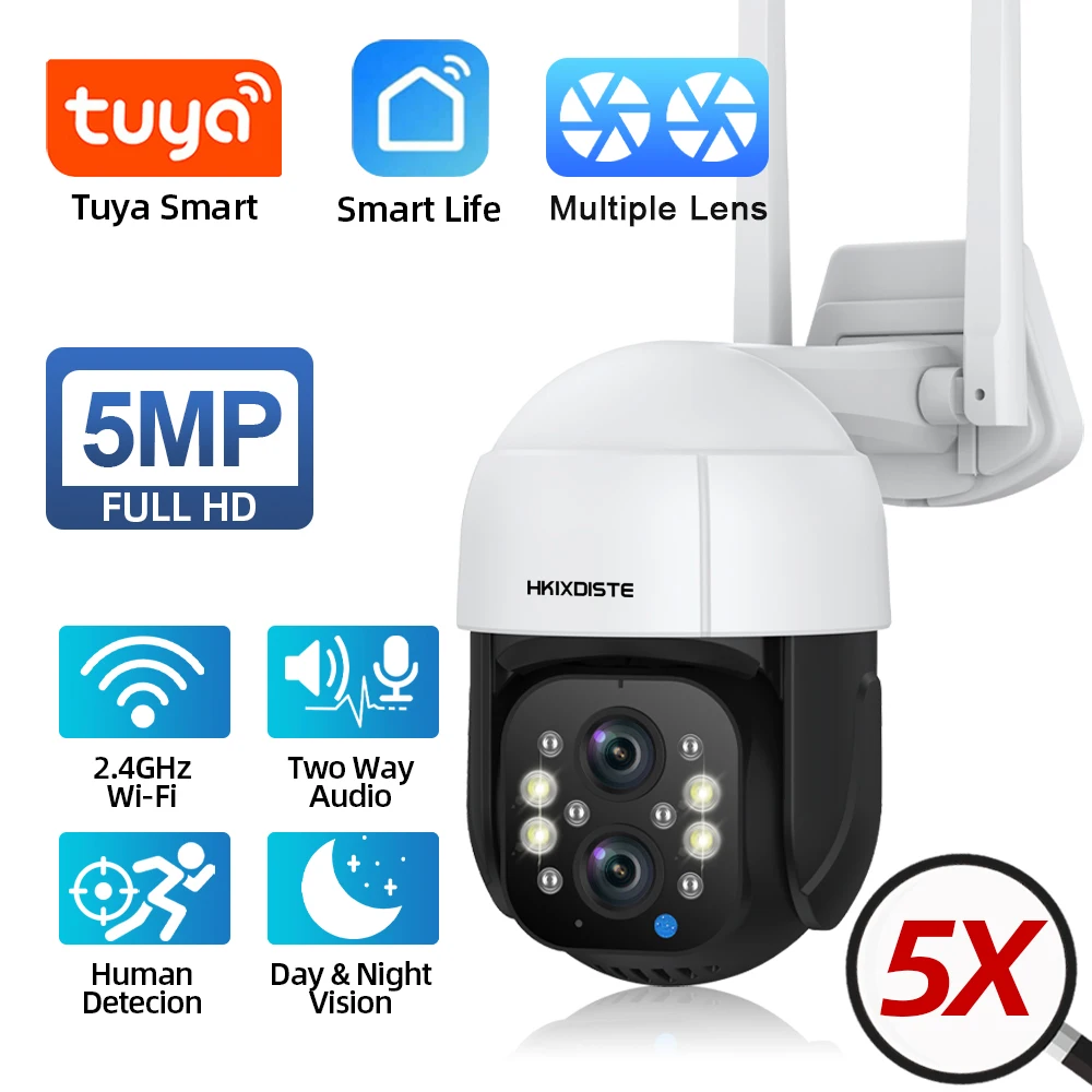 

Умная камера наблюдения с двумя объективами, Wifi, зум