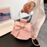 niche bow tie handbag shoulder bucket womens bag 2022 summer new fashion popular all match messenger bag acrylic acrylic handle