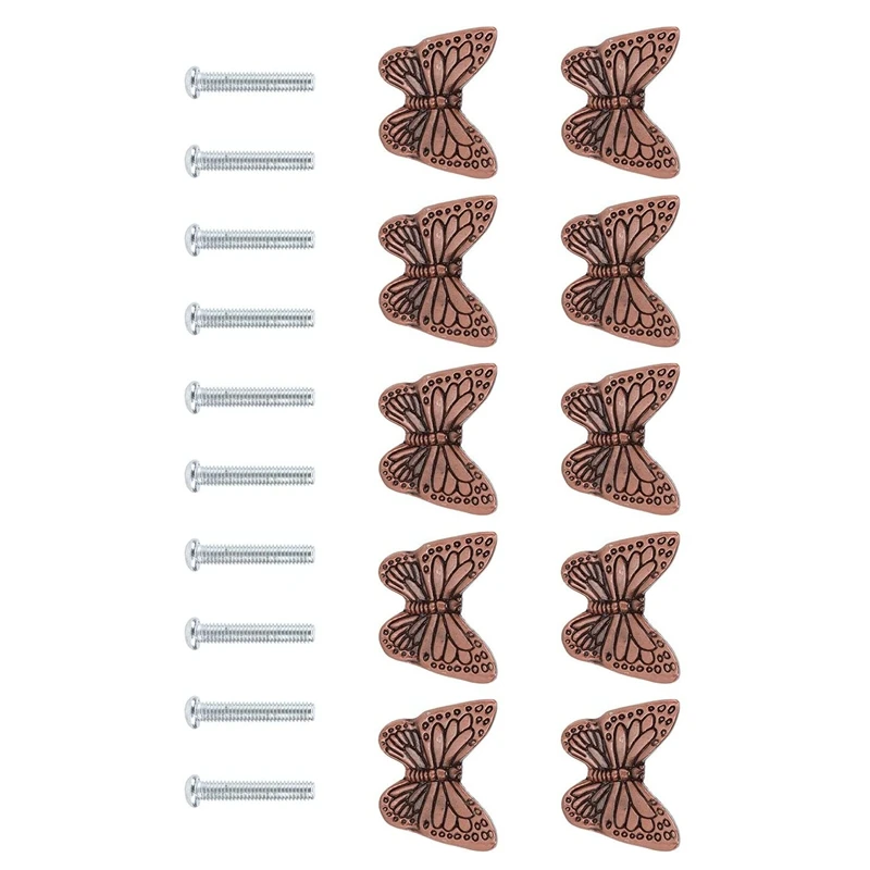 

10 PCS Drawer Handle Kitchen Cabinets Handles Single Hole Antique Butterfly Knob With Screw for Dressers Home Decoration