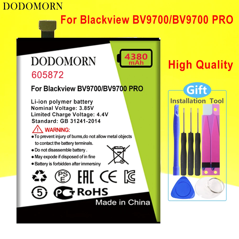 Аккумулятор DODOMORN 605872 для Blackview BV9700 Pro, высокое качество + номер отслеживания