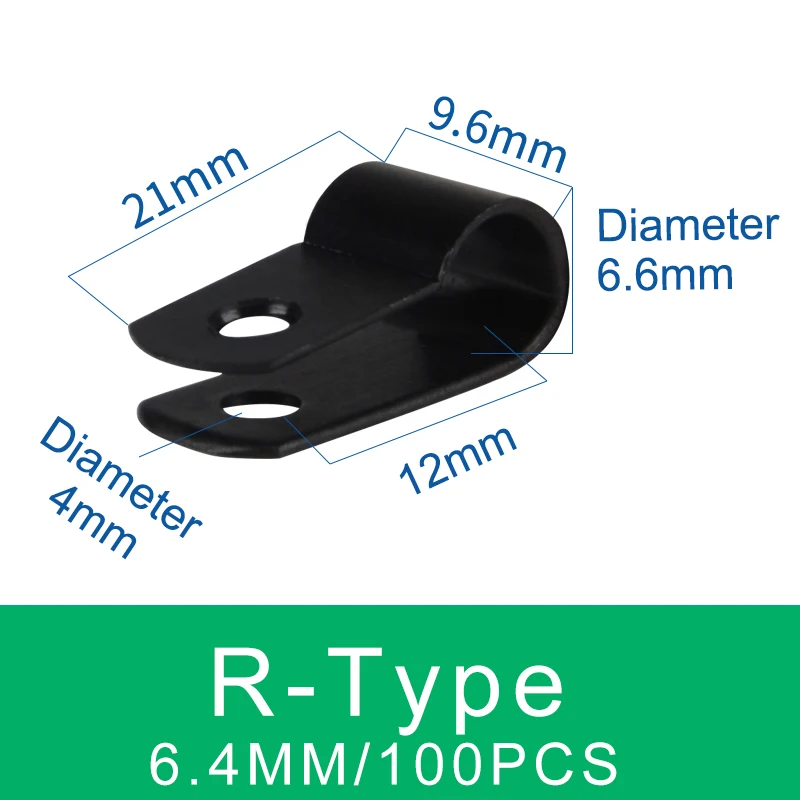 

Пластиковые кабельные зажимы R-типа, черные
