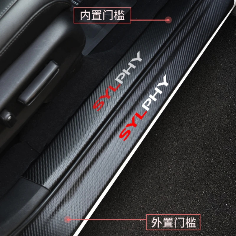 

Накладки на пороги для автомобильной двери для Nissan SYLPHY, лестница из углеродного волокна, кожаные принадлежности для автомобиля, аксессуары,...