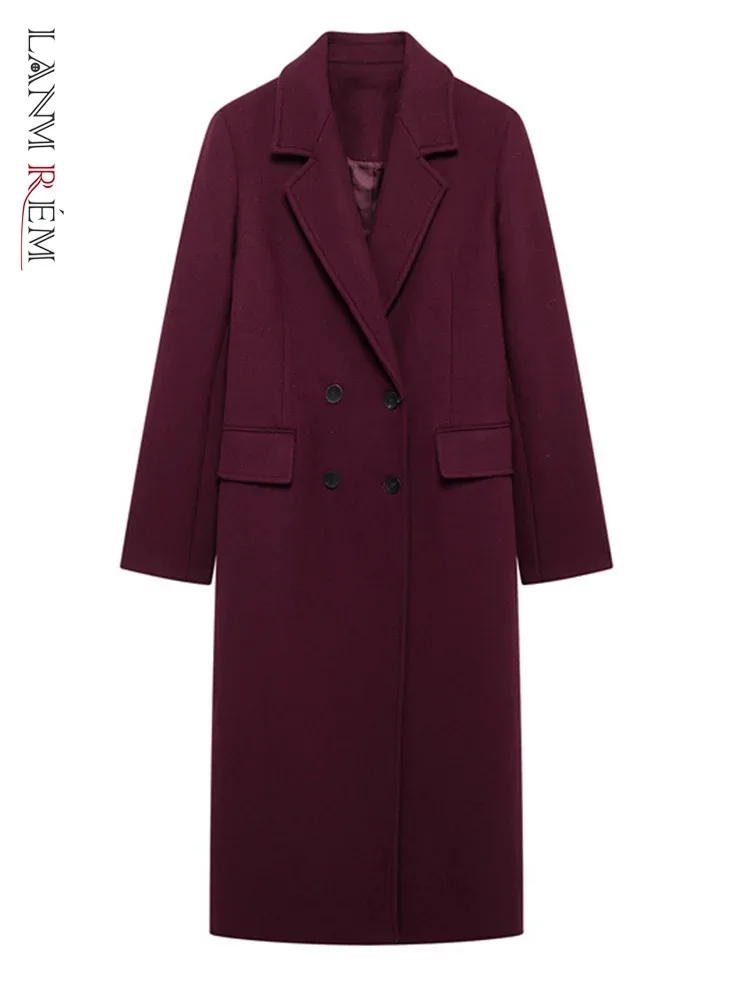 LANMREM офисный женский красный длинный пиджак двубортное пальто с зубчатым