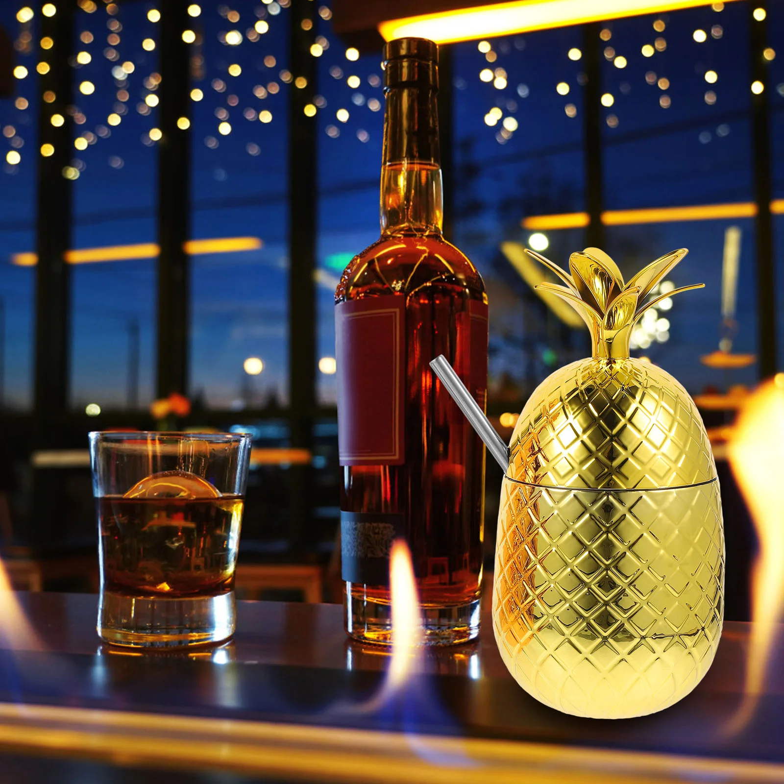 2 комплекта ананасовых чашек с соломенными стаканами для коктейлей вечерние