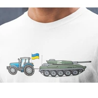 ukraine farmer tractor stealing tank ukrainian flag t shirt short sleeve 100 cotton casual t shirts loose top size s 3xl