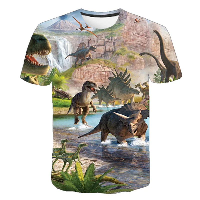 

Baby animal cartoon t shirt kids boys girls jurassic park short sleeve summer clothes dinosaur animal print t shirt