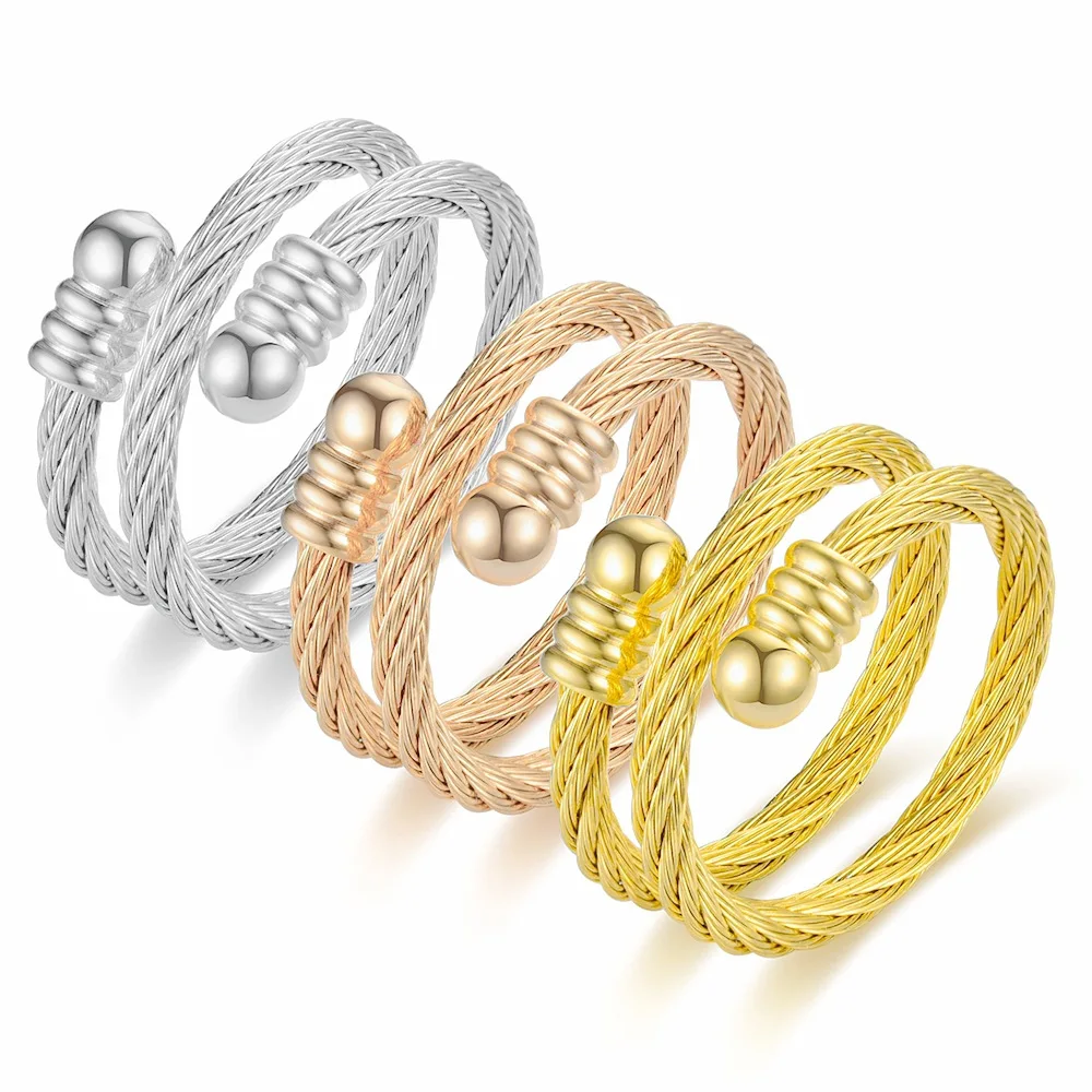 

Trendy New alloy simple ring opening adjustable jewelry womenTitanium steel ring live mouth adjustable personality niche couple