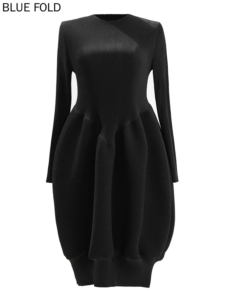 Женское плиссированное платье миаке элегантное свободное и облегающее с