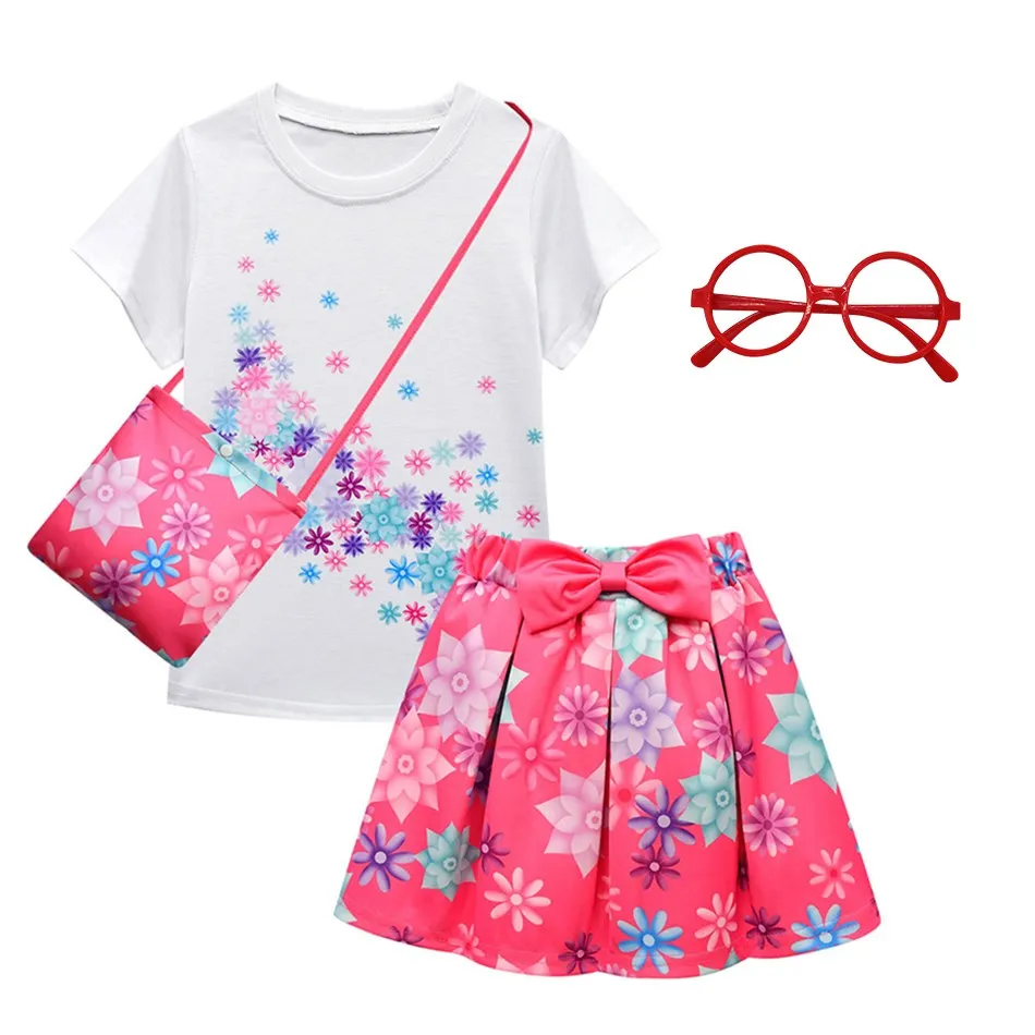 

Children Isabela Dress Up Encanto Carnival Flower Printed Clothing Little Girls Halloween Bowknot Costume Princess Casual Outfit