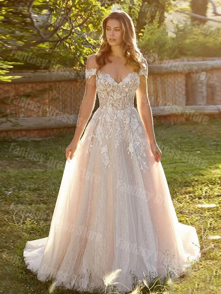 

Бежевое свадебное платье на одно плечо, с коротким рукавом и кружевной аппликацией, ТРАПЕЦИЕВИДНОЕ Тюлевое вечернее платье с открытой спиной, свадебное платье