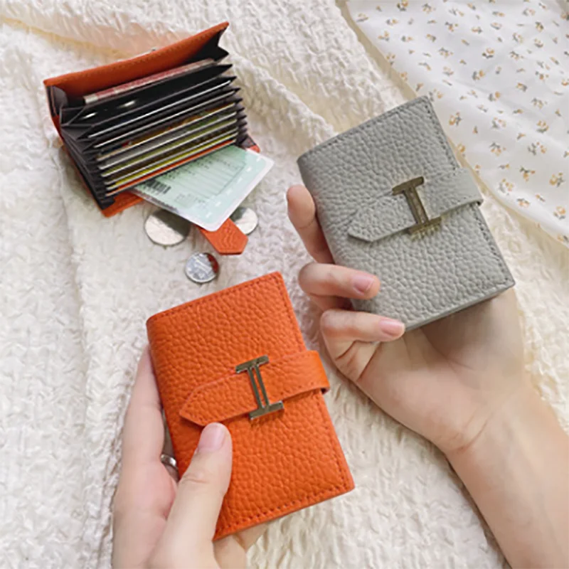 

Genuine Leather Women's Luxury Design Card Bag Fashion Short Cardholder 2021