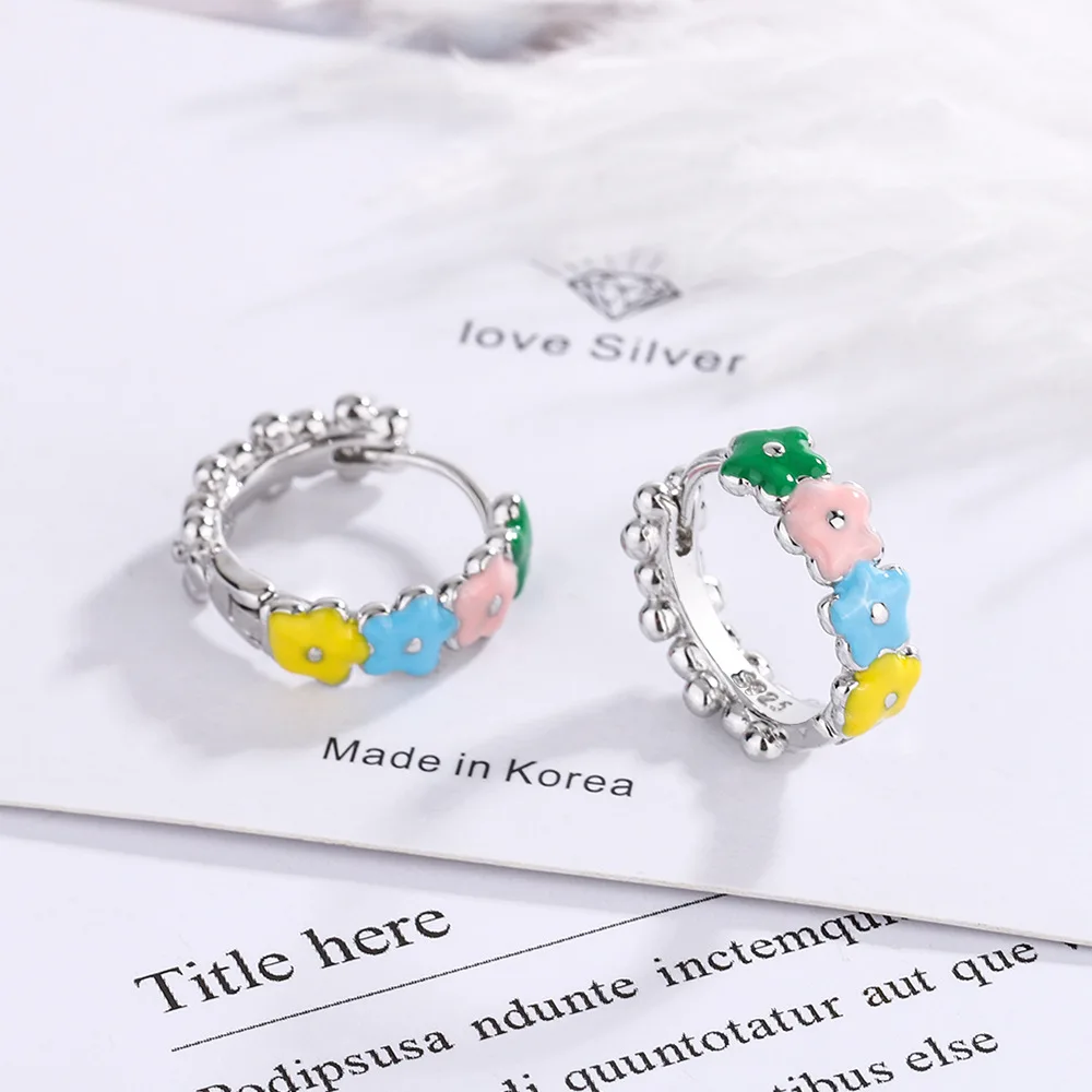 

925 Sterling Silver Ring Earrings Small Cherry Flower Stud Earring For Women Vintage Bridal Wedding Party Luxury Jewelry Trend