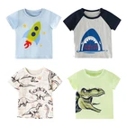 Детская летняя футболка с мультяшными животными, акулами, динозаврами, хлопковая футболка для маленьких мальчиков, топы, футболки