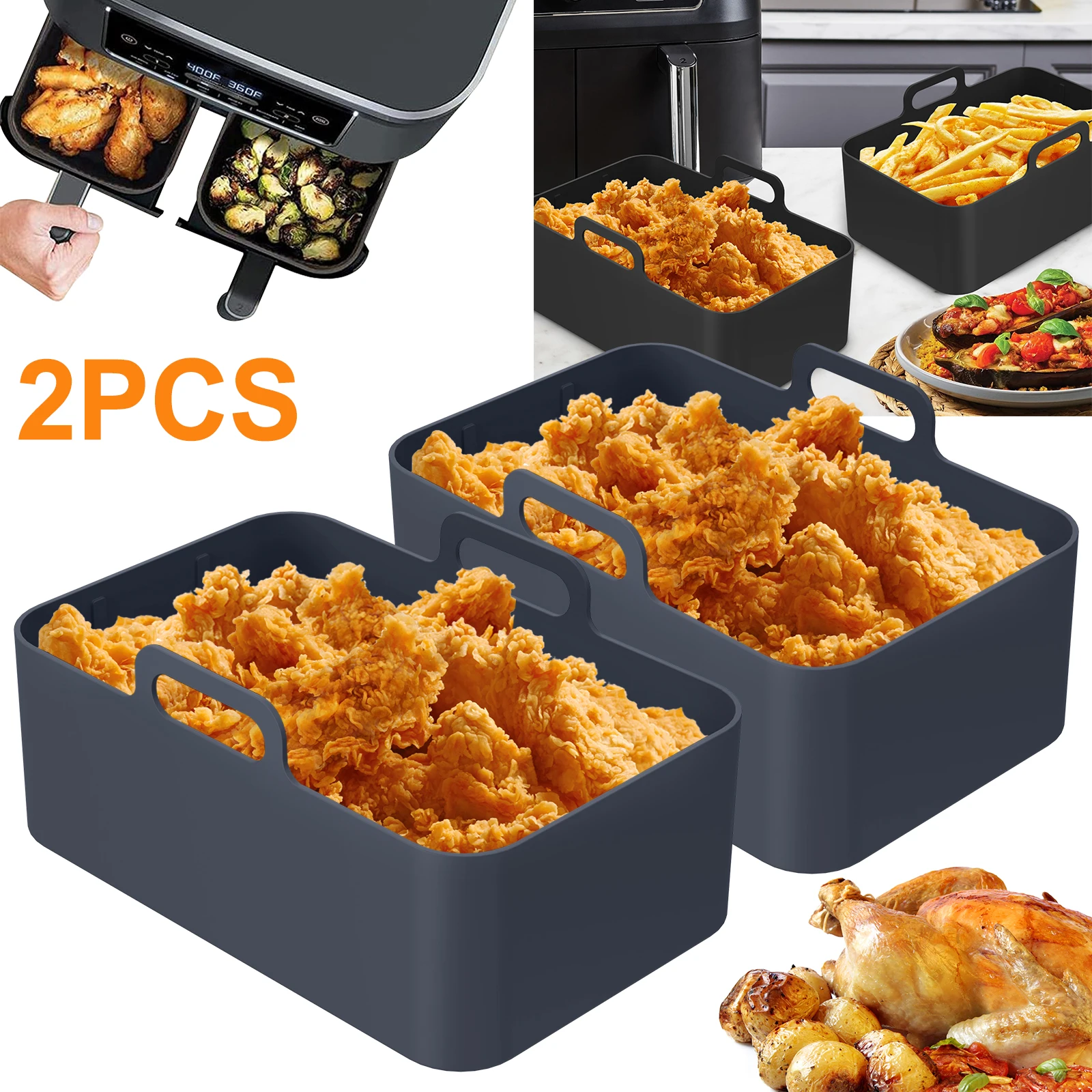 

2 шт., силиконовая подкладка для фритюрницы с ручкой