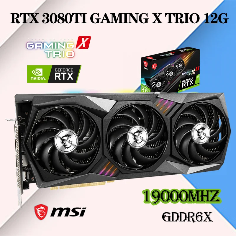 

Видеокарта GDDR6X GeForce RTX 3080TI, видеокарта RTX 3080 Ti GAMING X TRIO 12G GPU GDDR6X rtx3080 12 Гб 19000 МГц NVIDIA,384 бит 7680×4320 PCI Express 4.0 Новинка