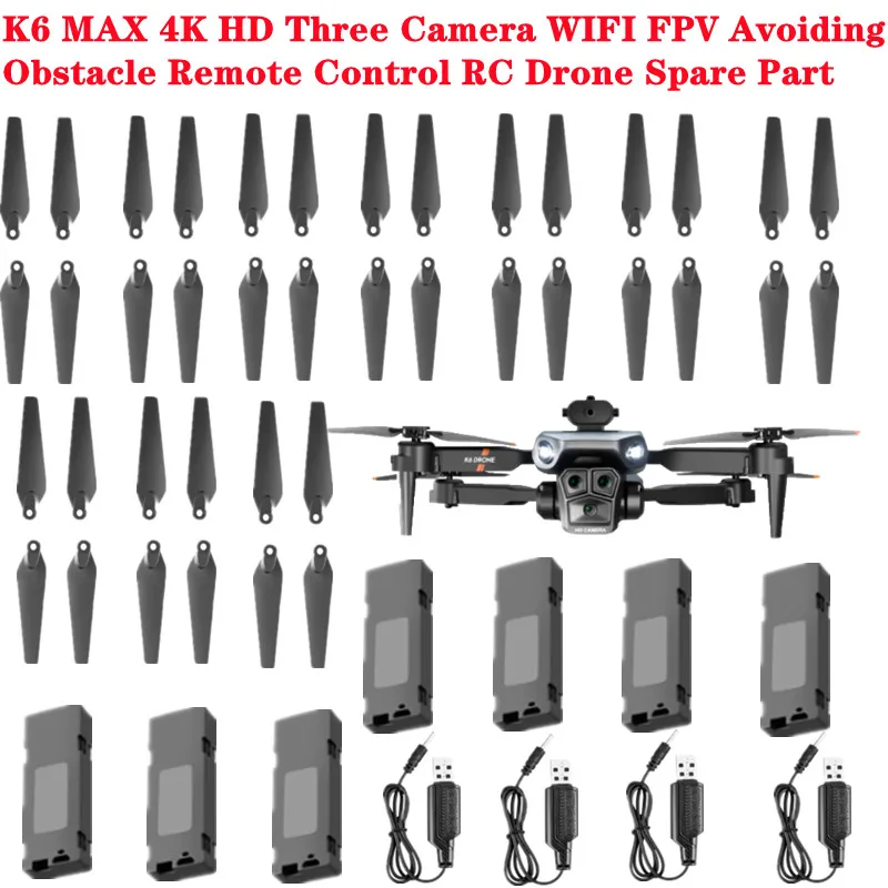 

K6 MAX K6MAX 4K WIFI FPV Avoiding Obstacle Remote Control RC Drone Quadcopter Spare Parts 3.7V 1800MAH Battery/USB/Propeller