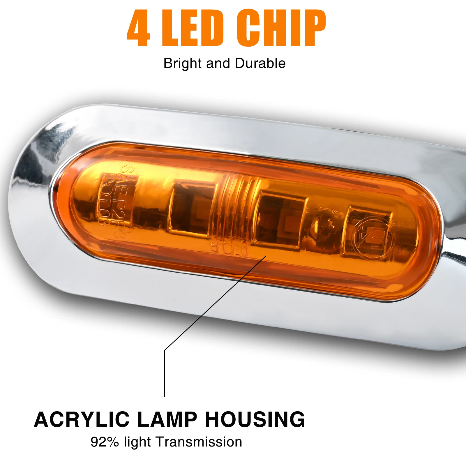 4x Янтарный 12 В-24 В 4 светодиодных боковых габаритных индикатора спереди и сзади