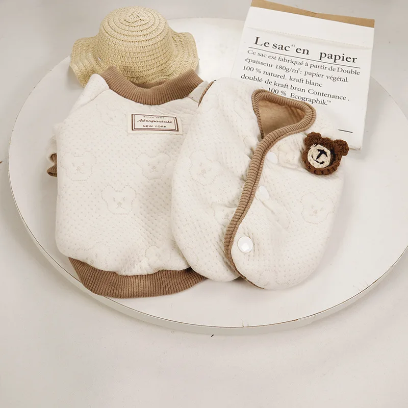 Новинка зимняя одежда для домашних животных жилетка с медведем собак хлопковая