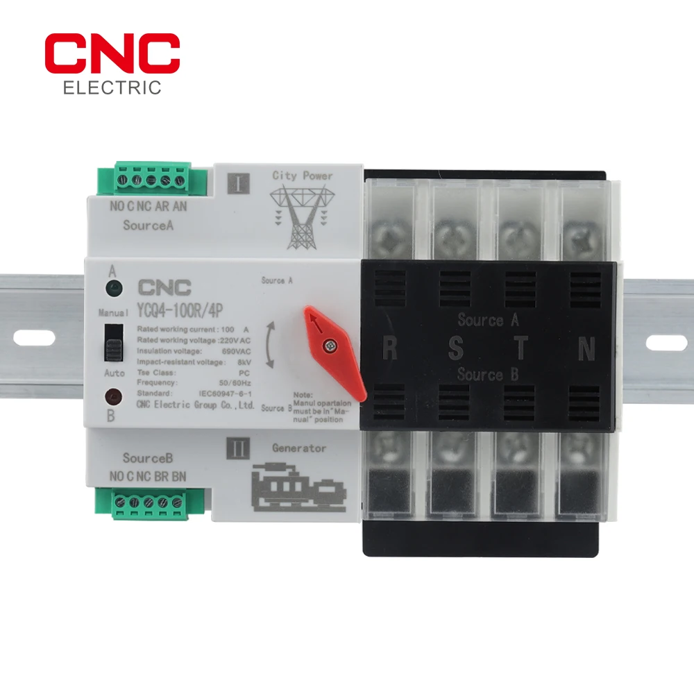 CNC YCQ4-100R/4P двойной мощный автоматический переключатель 50/60 Гц 63A 100A бытовой