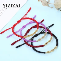 yizizai tibetan luckly knot red rope bracelets adjustable handmade braided spiral charm couple bracelets for lover jewelry gifts