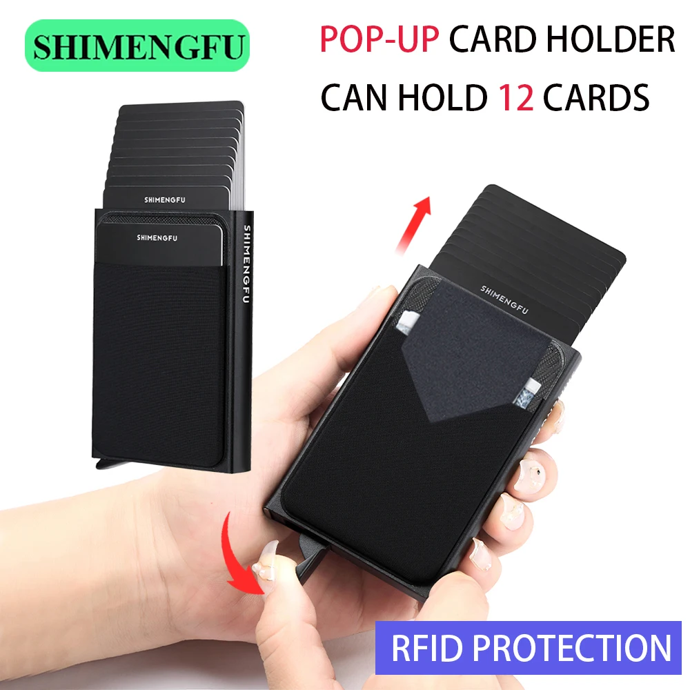 Pop Up RFID ID Card Holder Male Wallet Mini Package Aluminum Metal Protective Gear Storage Bag Smart Quick Release Women Purse