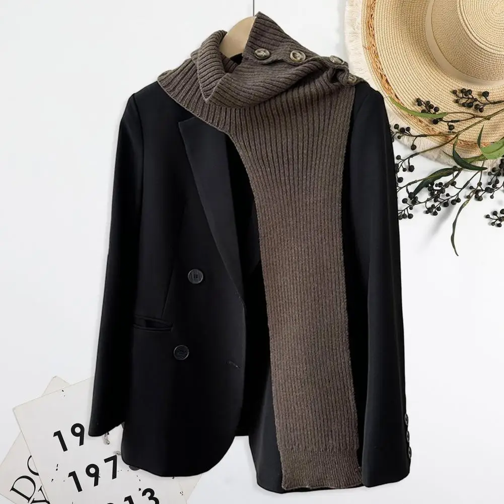 

Warm Wool Shawl Winter Warm Knitted Shawl with Lace-up Closure Women's Solid Color Neck Guard Scarf for A Stylish Cozy Look Wool