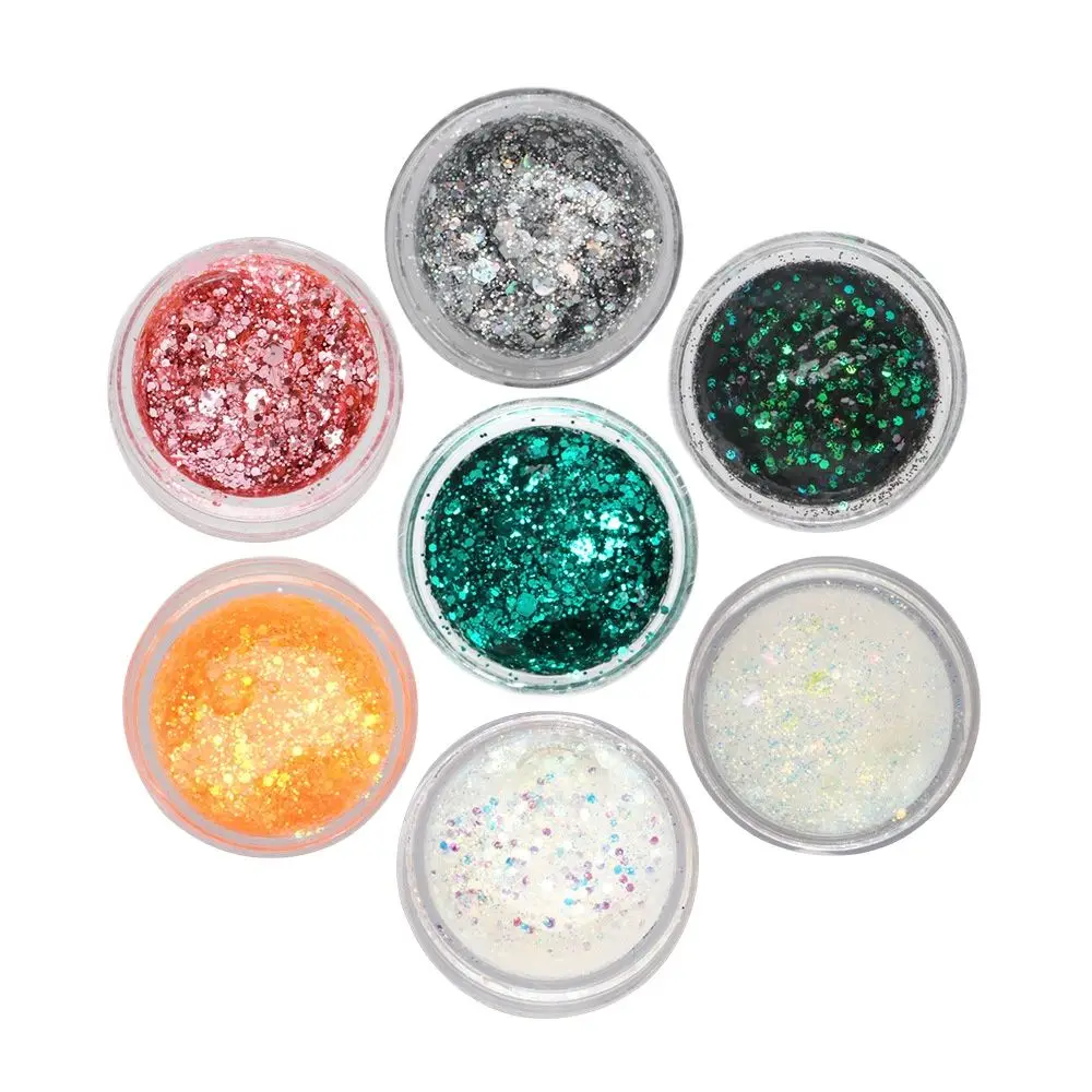 

New Silver Glitter Eyeshadow 12 Color Glitter Eyes Palette Body Eye Face Sequin Gel Diamond Shiny Festival Decoration