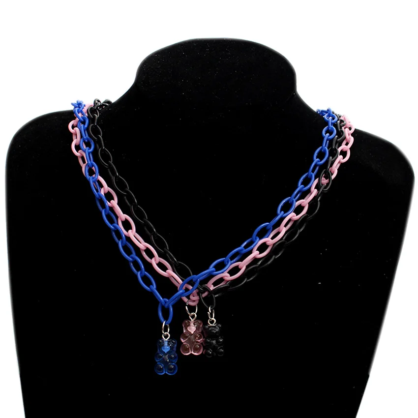 Женское ожерелье с кулоном в виде медведя