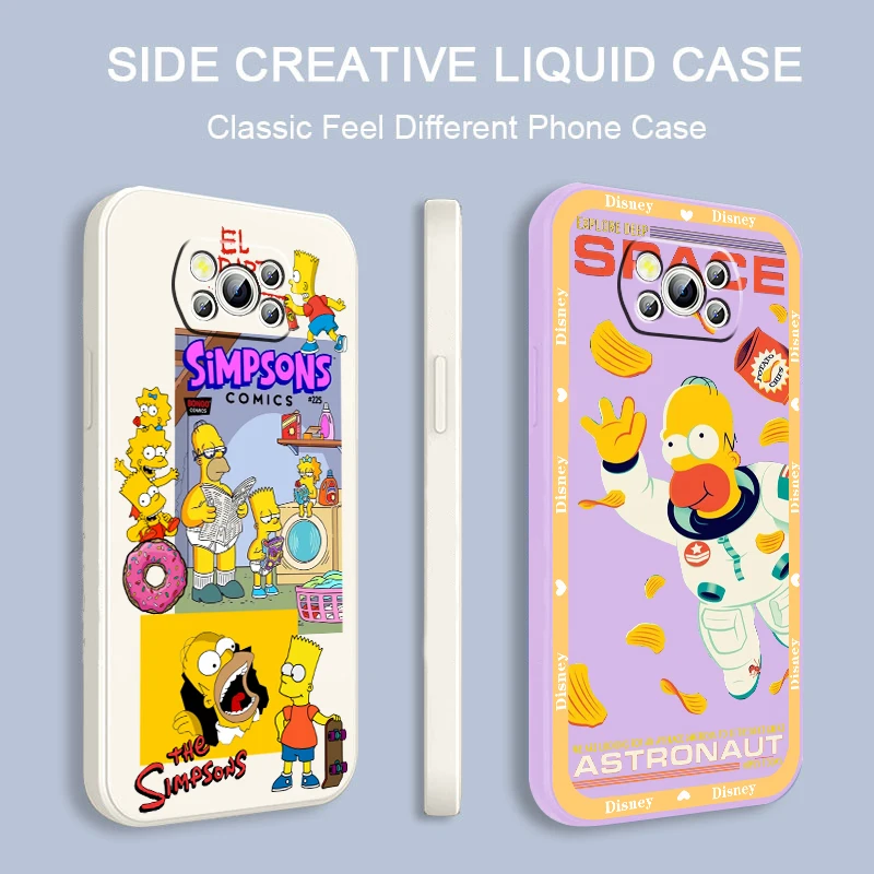 

Anime Simpsons Homer Disney Liquid Rope Funda Phone Case For Xiaomi Mi Poco X4 X3 C40 C3 M4 M3 F4 F3 GT Pro NFC 5G Back Cover