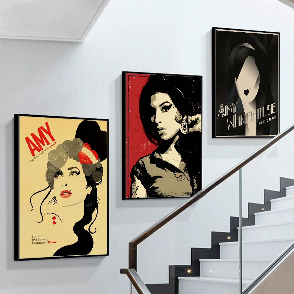 

Famous Jazz Singer Amy Poster Self-adhesive Art Poster Retro Kraft Paper Sticker DIY Room Bar Cafe Vintage Decorative Painting