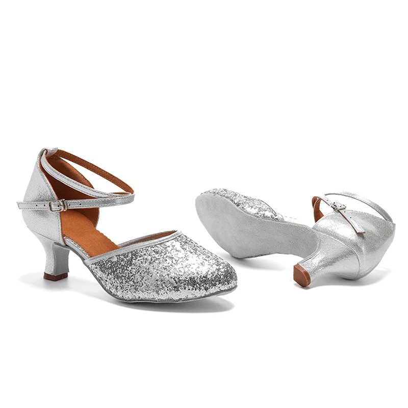 HROYL Ballroom Latin Dance Shoes For Women Tango Modern Dancing Shoes Sandals Indoor Dancing Shoes Girls Ladies Salsa Shoes