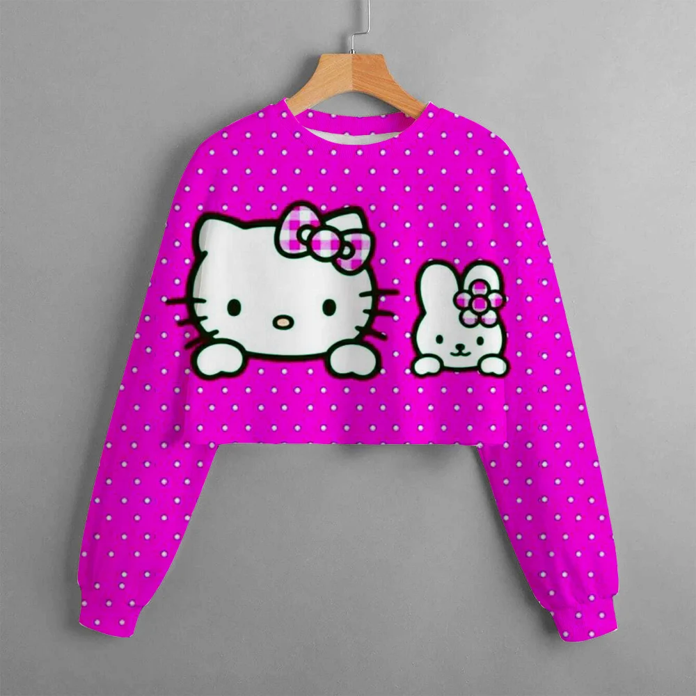 Детская толстовка с длинным рукавом и круглым вырезом принтом Hello Kitty