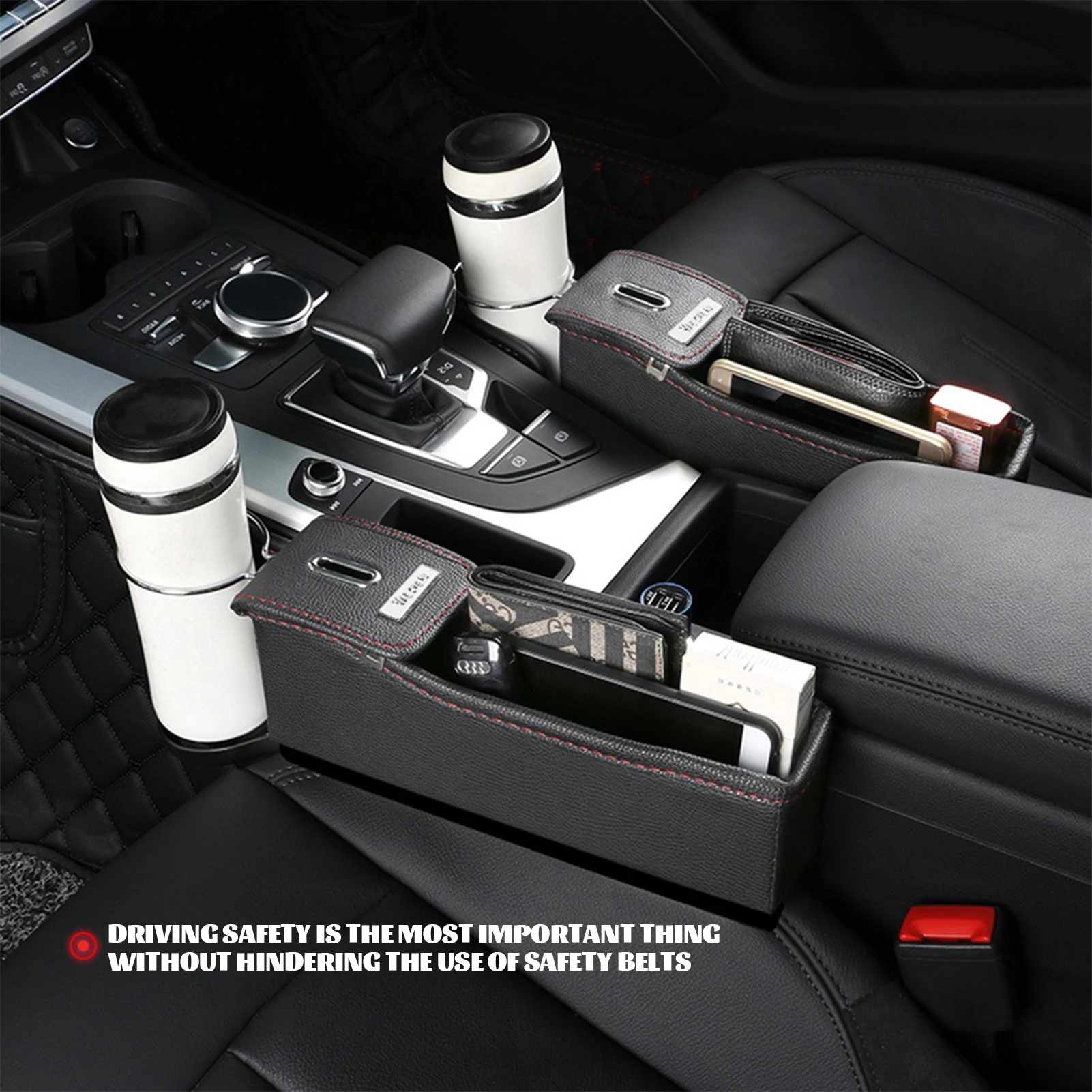 

Car Seats Crevice Storage Box Foldable Quilted Cup Holder Sundries Coin Organiser For Beverage Racks Phones Key