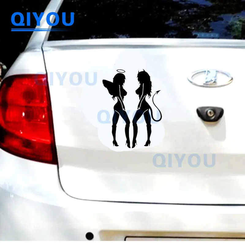 

ANGEL DEVIL Sexy Girl Fun Personality Car Sticker Are Suitable for Die-cut PVC Decal for Off-road Vehicle Body Trolley Cases