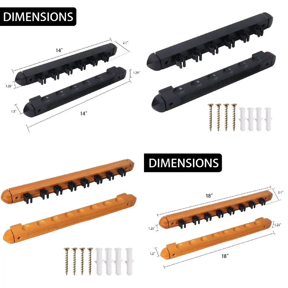 

Sturdy & Durable Solid Black Wooden Wall Mounted Billiard Pool Cue Rack - Perfect for Home & Game Room