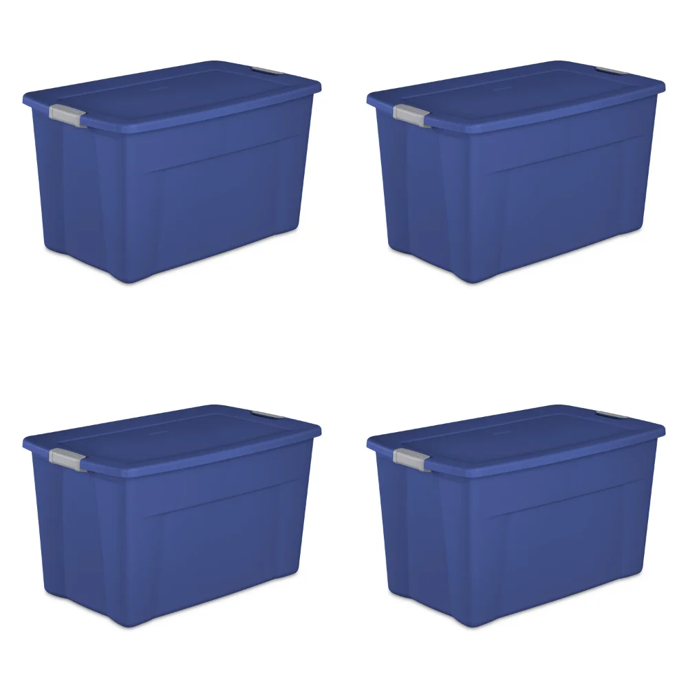 

Sterilite 35 Gallon Latch Tote Plastic, Stadium Blue, Set of 4