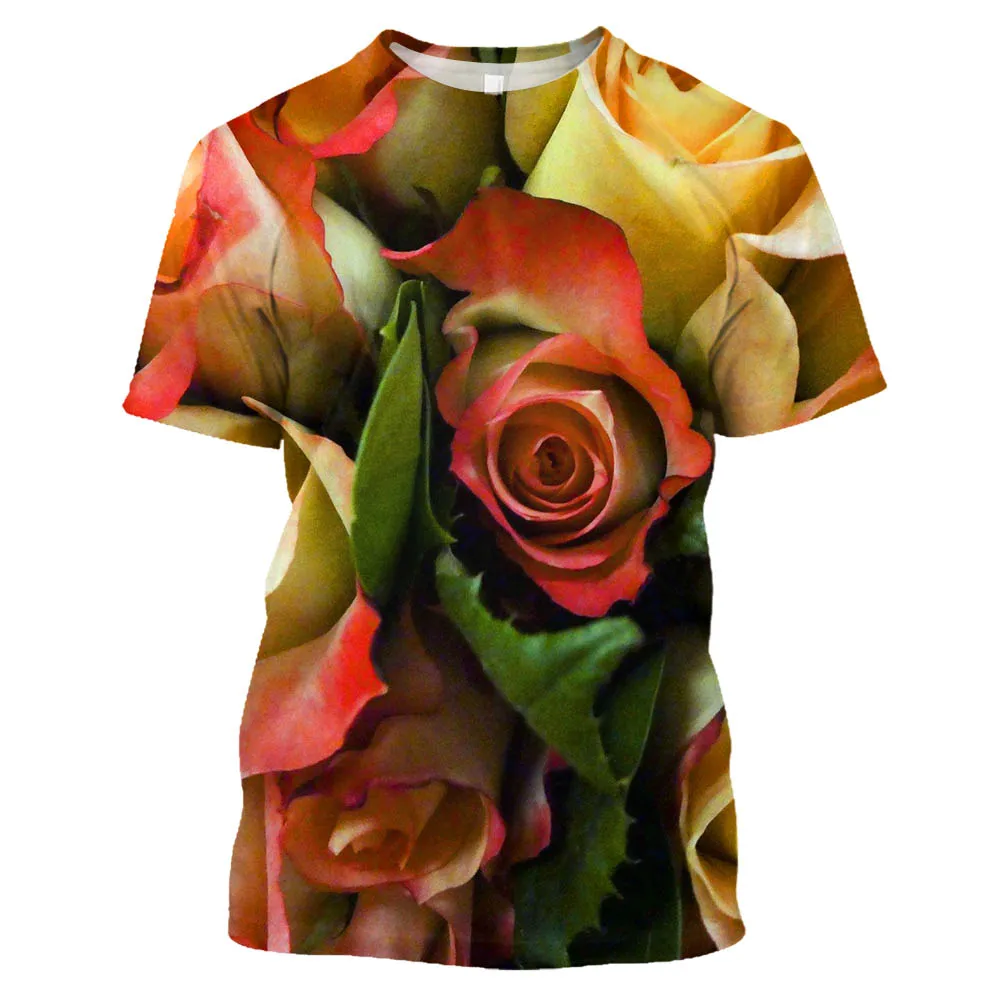 

Jumeast 3D Beautiful Roses Flower Printed T-shirty Grunge Fairy Vintage T Shirt For Men Y2K Streetwear Harajuku Unisex Clothing