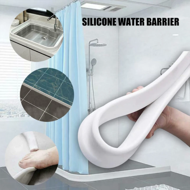 

Bathroom Barrier Water Barrier Bathroom Kitchen Vanity Foldable DIY Self-adhesive Water Retaining Strip Bath Mat Home Decoration