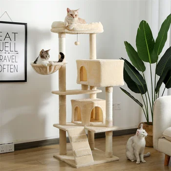 Cat Tree Tall Cat Tower with Large Cat Condo Cozy Perch Bed Scratching Posts Cat Toys 1