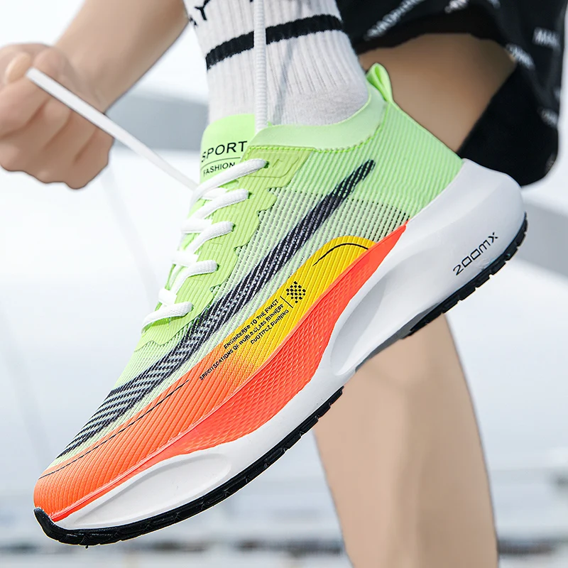 Men Marathon sneakers Lightweight Cushioning Outdoor Road Running Shoes Trail Sport Shoes Elastic Walking Shoes Tenis Masculino