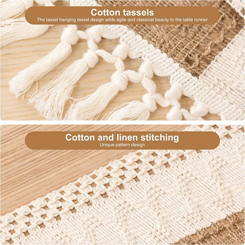 1 шт. настольная дорожка в стиле бохо кремовая и коричневая для фермерского дома с