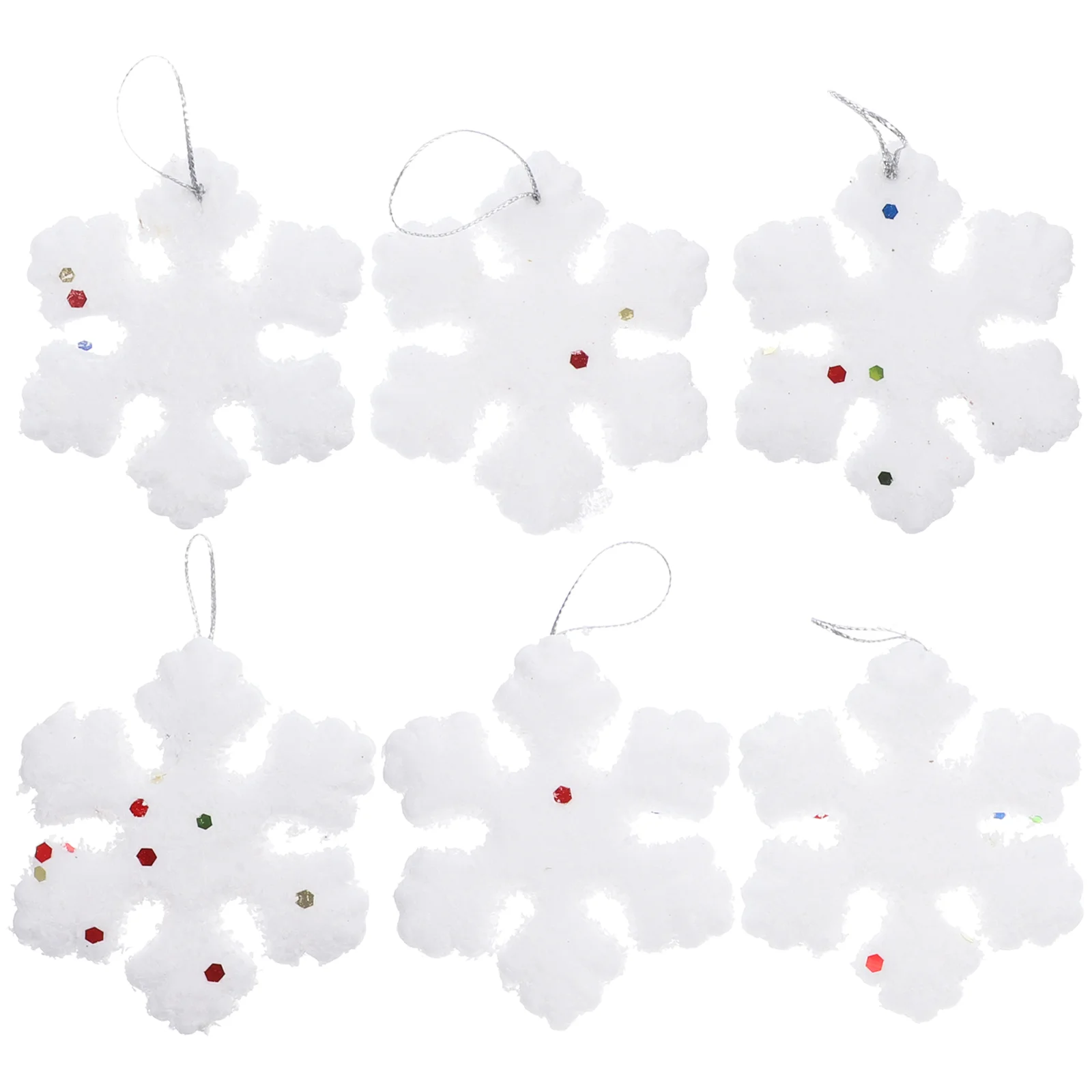 

6 Pcs Christmas Tree Ornaments Snowflake Decors Foams Hanging Xmas Decorate Party